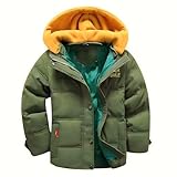 linboo Winterjacke Jungen Daunenjacke mit Abnehmbarer Samt Gestrickt Kapuze Warm...