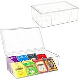 Puricon 2 Stück Teebox 16 Fächer, Stackable Teebeutel Teehalter mit Deckel, Tee...