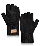DOVAVA Handschuhe Fingerlos Herren Damen,Winterhandschuhe Touchscreen,Thermo Halbfinger...