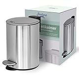 BADIONA Kosmetikeimer 5l Edelstahl mit Absenkautomatik | Badezimmer Mülleimer klein |...