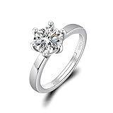 IUDWCG - 1 Pcs Damenring, Weißgold sechs Zacken simuliert voll Diamantring,...