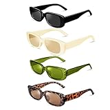 Ainiv 4 Stück Vintage Rechteckige Sonnenbrille, 90er Retro Sonnenbrillen,...