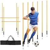 Eikuavons Slalomstangen Fussball Set, Slalom Poles 6, Horizontale Stöcke 2, 150cm Slalom...