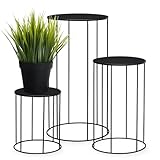 Spetebo Metall Blumenhocker 3er Set rund schwarz - 39, 29 und 19 cm - Industrial...