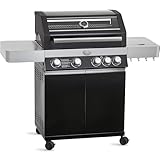 RÖSLE Gasgrill BBQ-Station VIDERO G4 Schwarz, Grill mit 4 Haupt- und 1 Seitenbrenner,...