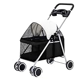 Hundewagen Katzenwagen mit Aufbewahrungskorb, 4 Rädern, Faltbarer Hundebuggy, Tragbarer...