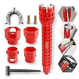 HMIEPRS 14-in-1 Spülenschlüssel Armaturenschlüssel, Wasserhahn Schlüssel Waschbecken...