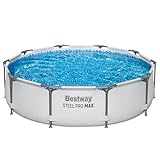 Bestway Steel Pro MAX Frame Pool ohne Pumpe Ø 305 x 76 cm, lichtgrau, rund