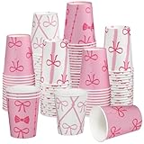 Reallnaive 48 Stück rosa Schleife Kokette Pappbecher Schleife Party Geburtstag...
