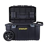 Stanley Essential Mobile Montagebox (50 L, Metallverschlüsse, Teleskopgriff, stabile...