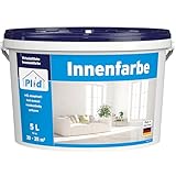 Plid® Innenfarbe Wandfarbe Weiß hohe Deckkraft [5L] - Geruchsarme Verarbeitung...