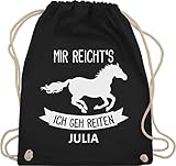 Turnbeutel Rucksack - Pferd Pferde - Mir reichts ich geh reiten - Unisize - Schwarz -...