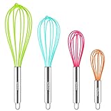 Webake Silikon Schneebesen 4 Stück 18 cm 22 cm 25 cm 30,5 cm Schneebesen Set...