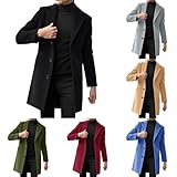 Genérico Warmer Wollmantel für Herren, Wintermantel, Herrenjacke, langer Mantel,...