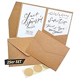 Japun - Pocketfold blanko Kraft-Papier Karten inkl. Briefumschläge, Hochzeit, Einladung,...