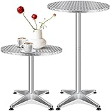 KESSER® - 2in1 Stehtisch Bistrotisch Aluminium Edelstahlplatte | höhenverstellbar | 70cm...
