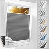 bobodeco Plissee ohne Bohren Verdunkelung Klemmfix, Grau 50x200cm(BxH) Thermo...