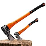 Gardebruk® Axt 2 kg Beil 1 kg Set ergonomischer Handgriff Gummischutz Universal Spaltaxt...