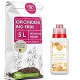Orchideenerde 5 L + 250 ML Orchideendünger - Orchideensubstrat aus 100% natürlichen...