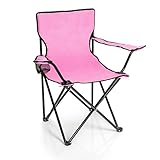BigDean Faltstuhl PINK Campingstuhl Anglerstuhl mit Getränkehalter & Tragetasche -...