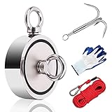 Magnetfischen Set 435KG Angelmagnet mit Seil 20M Carabiner Suchanker Handschuhen...