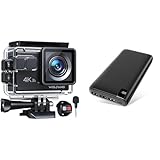 WOLFANG GA100 Action Cam 4K 20MP Unterwasserkamera & A ADDTOP Power Bank 26800mAh, 22,5W...
