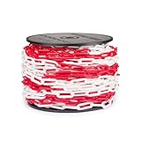 Marwotec 25m auf Rolle Absperrkette Rot/Weiß 6mm Stärke Kunststoffkette 25m ideale Kette...