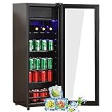 Merax Kühlschrank 128L, Freistehend Getränkekühler mit 120L-Kühlschrank +...