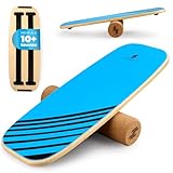 Dessfit Balance Board Holz Rutschfest mit Kork Rolle | Balance Board Kinder & Erwachsene |...