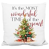 True Statements Deko-Kissen „It’s The Most Wonderful time of The Year!“ - 40x40cm,...