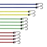 PRETEX Spanngummi mit Haken 12er-Set in 4 Längen - hochbelastbare mehrfarbige...