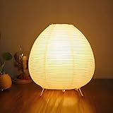 ACMHNC Reispapier Lampe Retro Reispapier Nachttischlampe mit Weiß Schirm Japanische...