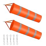 Dadabig 2 Stück Windsäcke für den Garten, Orange Windsack mit reflektierenden Streifen...