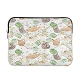 Laptophülle mit niedlichen Faultieren, Blumenmuster, Weiß, wasserdichte Hülle für...