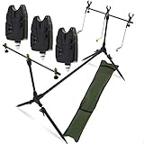 G8DS® Set Rod Pod Rutenhalter + Tragetasche inklusive 3 Bissanzeiger mit Lautstärke- und...