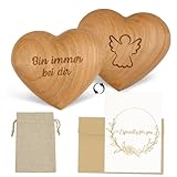 BETESSIN Handschmeichler Herz - Bin Immer bei dir - Holz-Herz im Schutzengel...