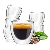 Marindo Espressotassen 6er Set doppelwandig 80ml | Espresso Gläser, Mokkatassen aus...