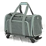 Katzen-/Hundetransportbox, Haustier-Reisetragetasche mit abnehmbaren Rädern, erweiterbare...