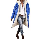 Winterjacke Damen Wintermantel Lange Steppjacke mit Kapuze Warme Gefüttert Daunenjacke...