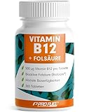 VITAMIN B12 hochdosiert - 365 Tabletten mit 500 µg Vit B12 + 200 µg Biofolate®...