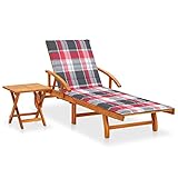 ZEYUAN Sonnenliege mit Tisch und Auflage, Gartenliege, Liegestuhl, Sonneninsel Outdoor,...