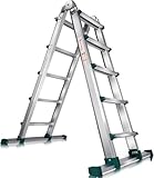 Aluleiter Mehrzweckleiter 4x5 Sprossen Teleskopleiter Multifunktionsleiter Aluleiter...