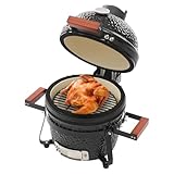 Gasgrill Tischgrill mit Pizzastein BBQ Keramik BBQ Holzkohlegrill Edelstahl Grill Tragbar...