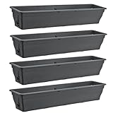 4X Balkonkasten 100cm Blumenkasten mit Wasserspeicher anthrazit, 25 L - Blumenkästen...