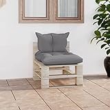 Mogou Garten-Paletten-Mittelsofa mit Kissen, Garten Loungemöbel, Lounge Sofa Outdoor,...