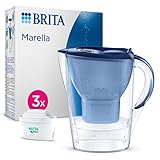 BRITA Wasserfilter Kanne Marella blau (2,4l) inkl. 3x MAXTRA PRO All-in-1 Kartusche –...