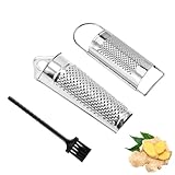 Pasdrucn 2Pcs Muskatnuss Mühle Mit 2 Bürsten, 14cm Edelstahl Muskatnuss Reibe,...