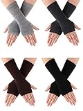SATINIOR 4 Paar Fingerlose Handschuhe für Handgelenk mit Daumenloch Warme...