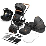 LIONELO Amber Kinderwagen 3 in 1 Kombikinderwagen Set sportlicher Sitz fester Babywanne...