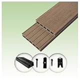 Woodstore24 Terrassendielen WPC Komplettset 3D Holzstruktur Woodo Mykonos (25 x 145mm,...